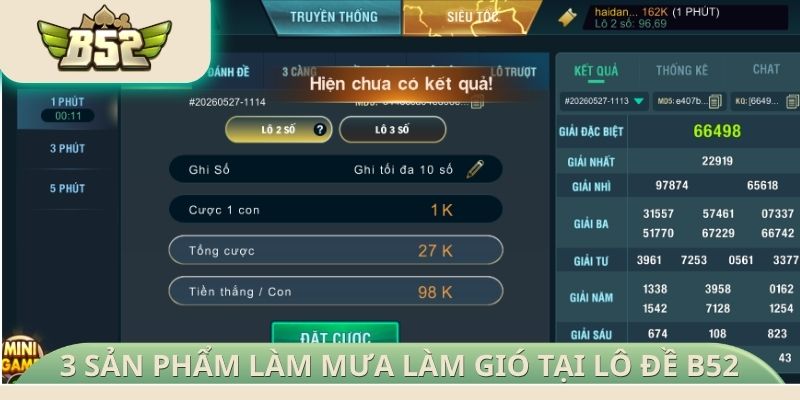 3 sản phẩm làm mưa làm gió tại Lô đề B52 Club