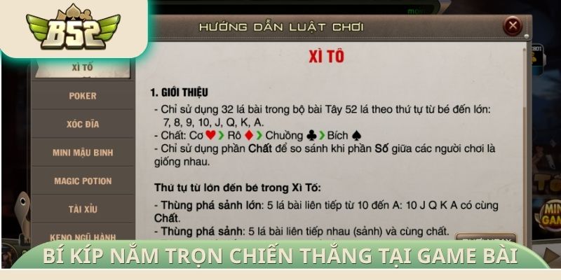Bí kíp nắm trọn chiến thắng tại game bài B52 Club
