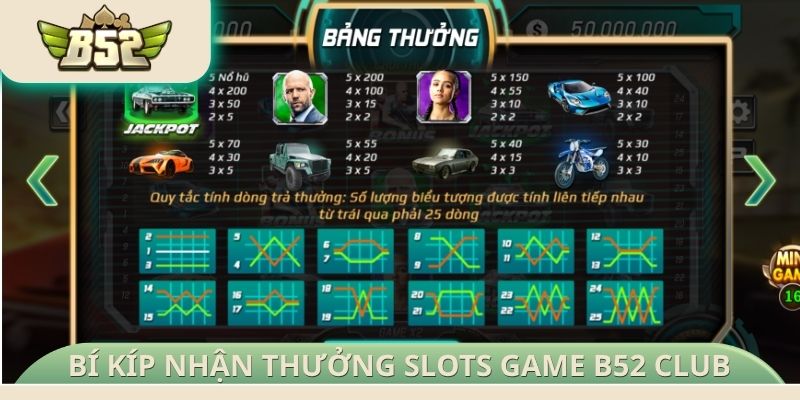 Bí kíp nhận thưởng cùng Slots game B52 Club