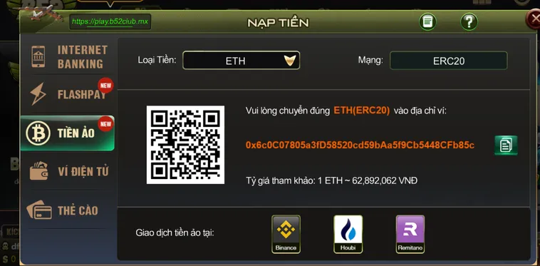 Nạp tiền B52 auto - Tiền vào ví tức thì!